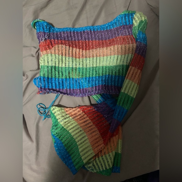 Shein Rainbow Crop Top - Picture 3 of 3